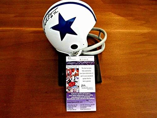 Roger Staubach demais Jones Cowboys Hof assinado Auto Riddell Mini capacete JSA - Mini capacetes autografados da NFL