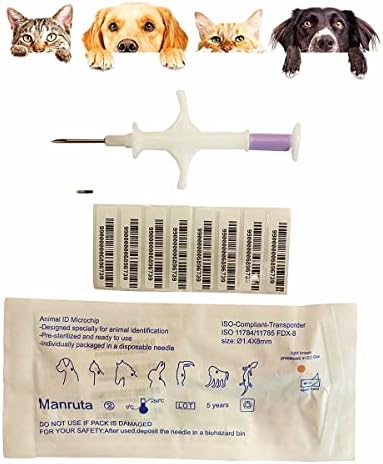 Manruta 8 pacote Id Pet Id Microchip Implant Kit para gatos e cães filhotes pequenos