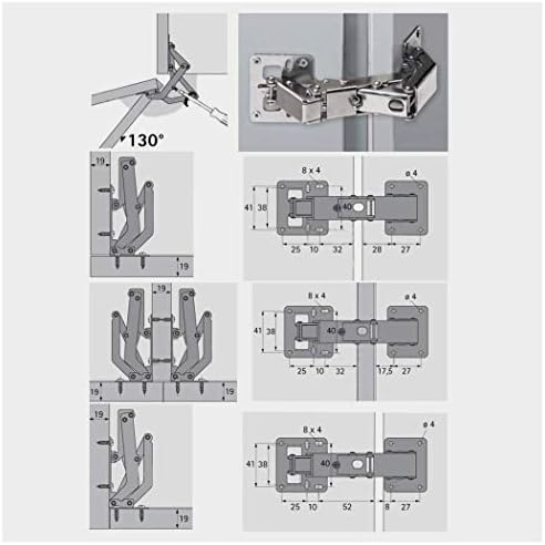 Qiqifanfan 2pc de dobradiças da porta do armário de cozinha dobradiças de porta de armário escondido - nenhum slot necessário 43112mm