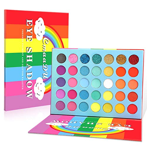 Bingbrush 35 Cores do arco -íris Paleta de sombras Matte e Glitter High Pigmment Shadow Power Brights Colorful Eye Cosmetic Palet