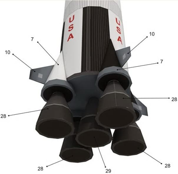 Moudoauer 1: 300 Paper Saturn v Rocket e Lançamento Modelo de Rocket Modelo Simulação Coleção de Modelos de Exposições