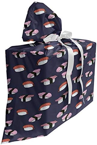Bolsa de presente de tecido de sushi lunarable, frutos do mar de estilo de desenho animado preparado à mão, saco presente para festas