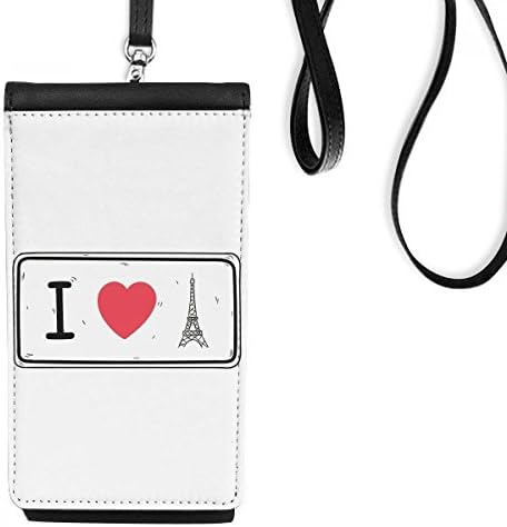 Eu amo Eiffel Tower Words Padrão Phone Phone Goleting Polícia de bolsa móvel preta bolso preto