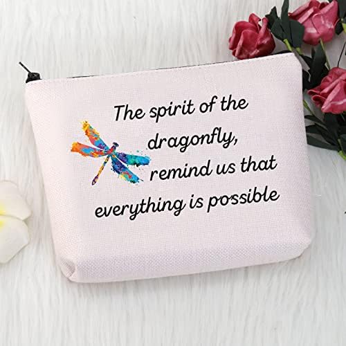 Mnigiu Dragonfly Cosmetic Makeup Bag Dragonfly Amante Gift Dragonfly Lembre -nos de que tudo é possível Dragonfly temático de presente