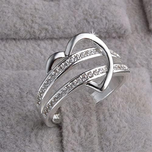 Promessa anéis para mulheres meio coração anel de diamante de diamante Creative duplo anel de casamento para mulheres anéis vintage