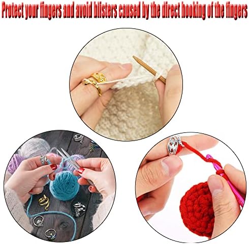Anel de malha de tricô de eixo de malha, suporte de dedo do fio ajustável para tricô, mraider e costura, forma de pavão