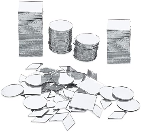 Prasacco 120 PCs Pequenos espelhos para artesanato, 3 formas peças espelhadas para artesanato, Diamante quadrado Redonda