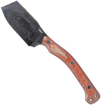 Crkt Razel Nax Faca de lâmina fixa: malha de barra de barro de barbear ao ar livre, aço carbono 1075, tang completo, alça