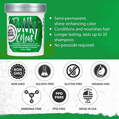 Cor de condicionamento semi-permanente verde de maçã punk, tinta de cabelo não danificando, vegana, ppd e paraben