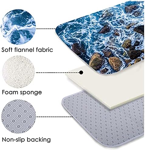 Bath Rugs Espumos de esponja macia para banheiro e cozinha, tapete de flanela não deslizante 3D brilhante impresso