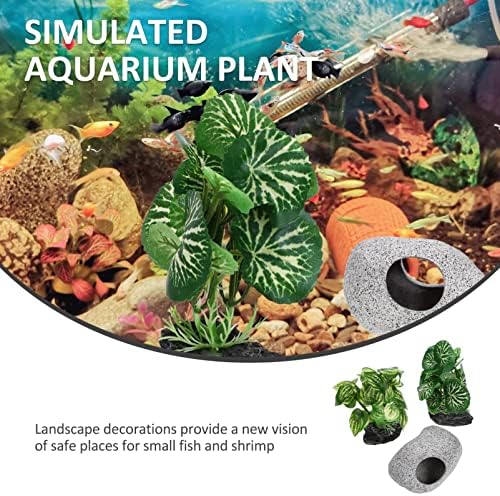 Plantas artificiais de IPETBOOM 5 PCs Plantas de decoração de aquário- Caverna de aquário resistente ao desgaste do