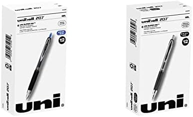 Canetas de gel uniball, 207 Gel Signo com micro ponto de 0,5 mm, 12 contagem, canetas azuis são à prova de fraudes e canetas de