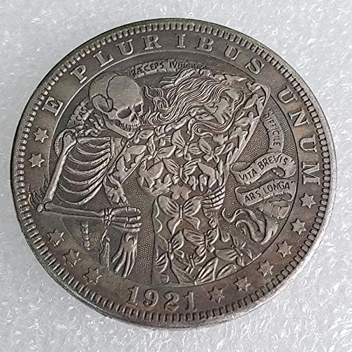 Antigo Artesanato 1921 American Tramp Skeleton Beauty Coin Morgan Silver Dollar Comércio Exterior Comemorativo Coin 130-1