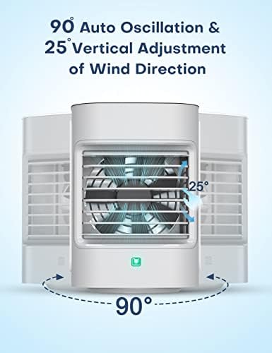 Ar condicionado portátil, resfriador de ar evaporativo de Balko, pequeno ventilador de resfriamento com 7 cores Luz, 3 velocidades, 4000mAh Battery Powered & USB Mini ar condicionado recarregável para o escritório de camping de acampamento