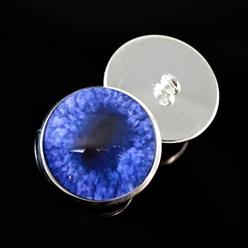 Blue Fox Glass Eye Cabochons Costure os botões de olhos de vidro com loop para esculturas macias de animais de pelúcia de crochê ou