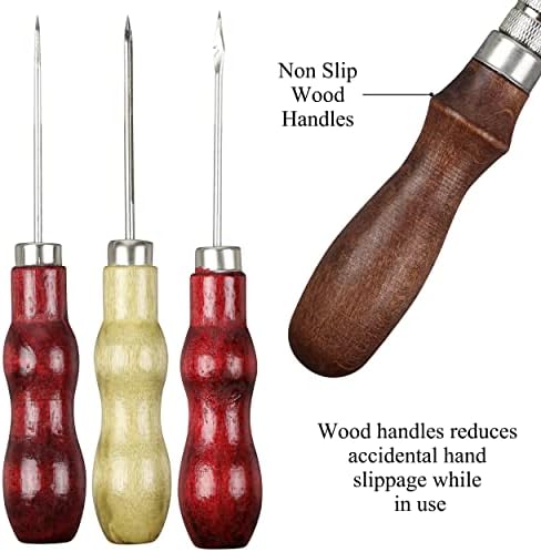 Kit de ferramentas de trabalho de couro Dann'o, kit de ferramentas de couro para iniciantes, todas as alças de madeira, ferramentas