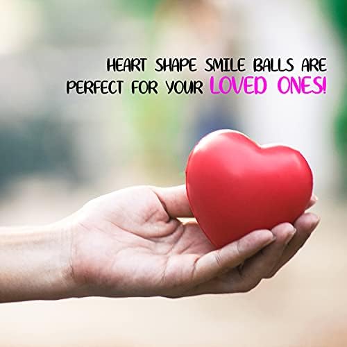 Neliblu Conjunto de 12 bolas de estresse cardíaco - Dia dos namorados corações vermelhos 3 sorriso squeeze estresse alívio