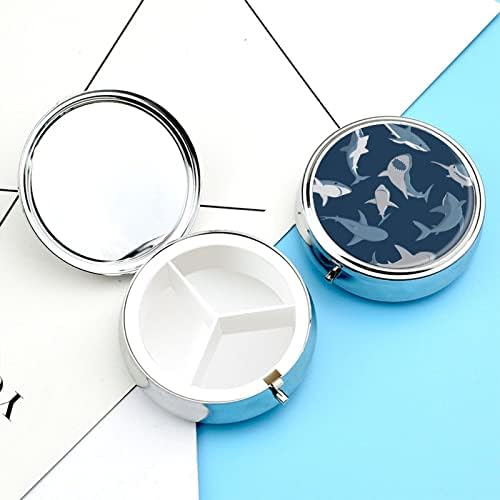 Pocket Pill Case Blue Shark Travel Pill Holder Storage for Medicine Suplemento Óleos de Peixe Vitamina 5cm