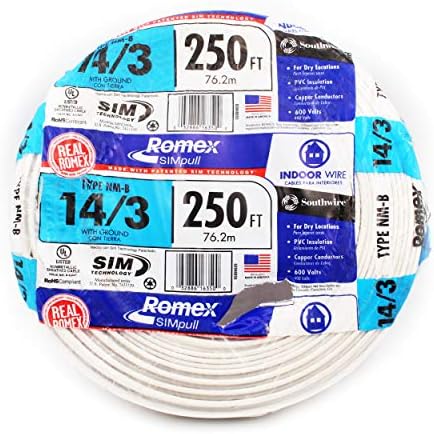 Southwire 63946855 14/3NM-WGX250 NÃO METÁLICO COM CABO GOIDO, BRANCO