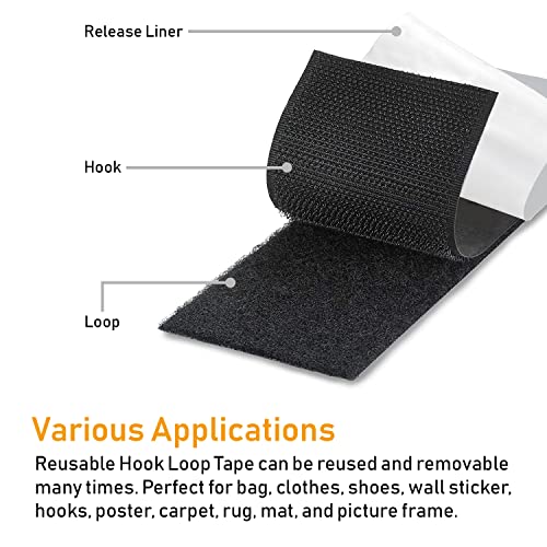 2 por 4 polegadas, fita adesiva e loop com costas adesivas, almofadas de tapete duplo -bastão, quadrados de montagem removíveis,