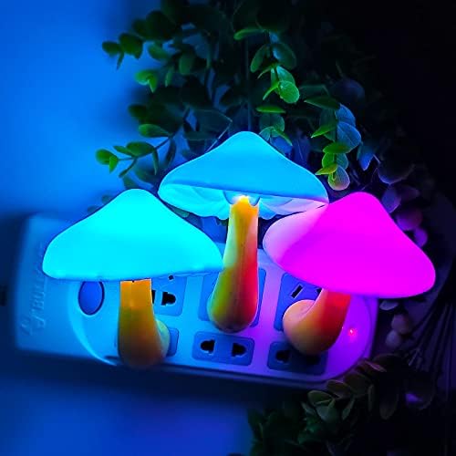 Sensor Ausaye LED Night Light Plug in Lamp Cogumelo Night Luz de 7 cores Alteração Mágica Mini Pretty Bashroom em