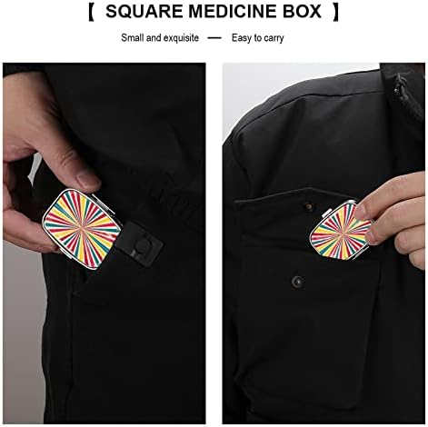 Listras de pílula quadrada Caixa colorida Caixa de comprimidos de metal organizador de comprimidos para bolsa de bolso e viagem