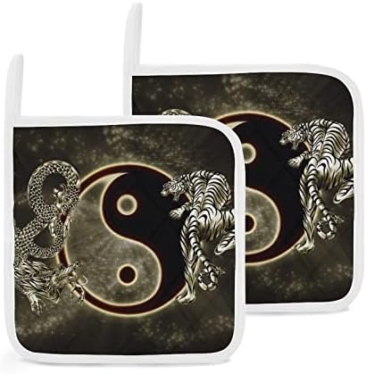 Yin Yang Dragons Tiger Pot Poted para o forno resistente à cozinha Potholder forno quentes almofadas para cozinhar assar