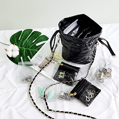 Bolsa organizadora de jóias de pequenas viagens para mulheres, bolsa de armazenamento de jóias portáteis de couro