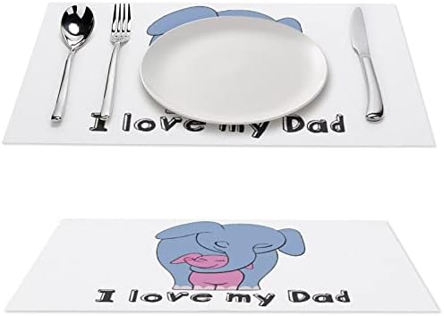 Elefante eu amo meu pai de mesa de jantar de plástico 17,7 x 11,8 PVC Pad Pad Tampa do protetor Retângulo