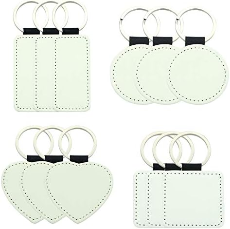 12 PCs sublimação em branco chaveiros, pingentes de ornamentos de chaves brancas de couro PU, para homens de transferência de calor
