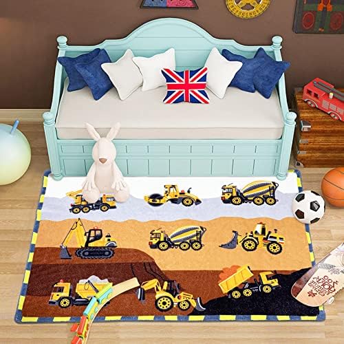 Lacomfy Kids Rug Digger Mixer Car Rug Play Tapete Carpet de construção macia Ranta de jogo para garotos Rugs de engenharia