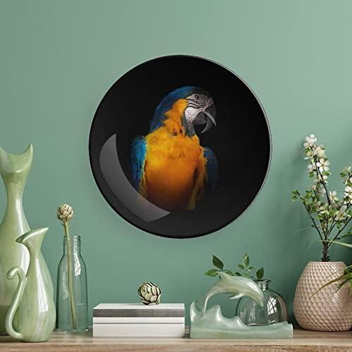 Macaw amarelo e azul Placa decorativa de osso vintage