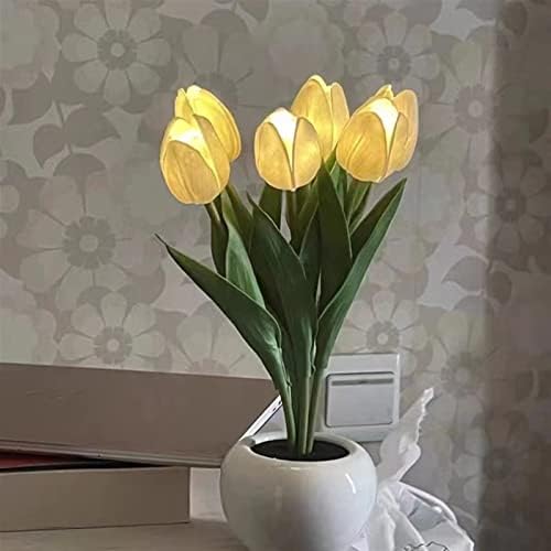 Lâmpada de tulipa Buquê de flor artificial 5 cabeças Simulação de lâmpada de mesa LED Tulipe mesa de mesa
