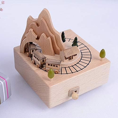 Yang1mn.ornamentos caixa de música minimalista moderna feita de madeira de madeira de madeira sólida montanha movimentação de músicas