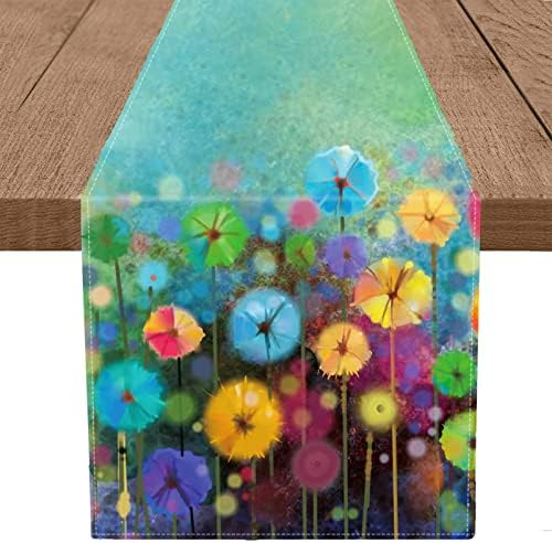 Spring Summer Table Runner Abstract Flower Watercolor turlap 13 x 72 polegadas Runners Farmhouse Decoração de férias