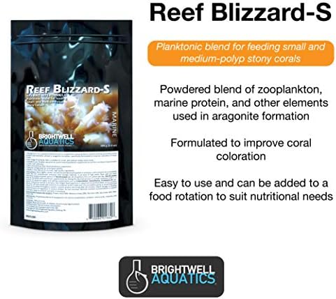Brightwell Aquatics Reef Blizzard-S-mistura planctônica em pó para alimentar corais pedregosos pequenos e médios, 100g