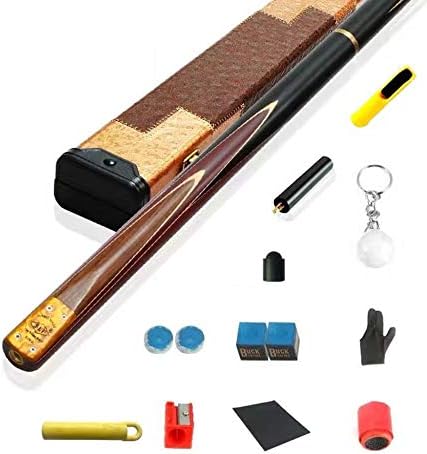 Dengs Solid Wood Billiard Pool Cue snooker sugestão, 145cm, ponta de 10 mm, 555g, acessórios completos, nove bolas, oito pretos, snooker