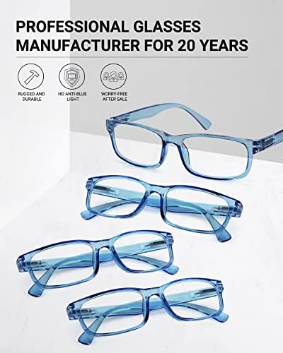 Luff Inquebrable Reading Glasses for Women, 4pcs Blue Blocking Reading Glasses Men, confortáveis ​​leitores de dobradiça