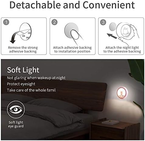 Melaus Cut Cat Motion Sensor Night Light - Luz noturna de LED magnética recarregável para crianças, brilho ajustável para uso interno