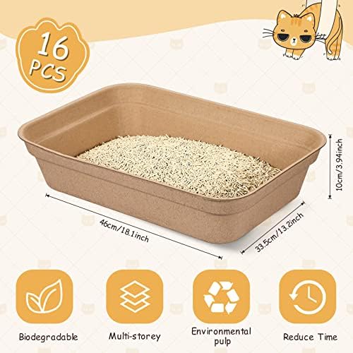 16 PCS Caixas de areia descartável para gatos Caixa de areia descartável de areia de gato grande para gatos para gatos para viagens