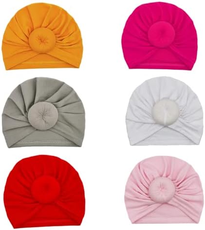 6 PCs Baby Turban Head envolve o chapéu de criança com chapéu recém-nascido para meninas de 0 a 36 meses