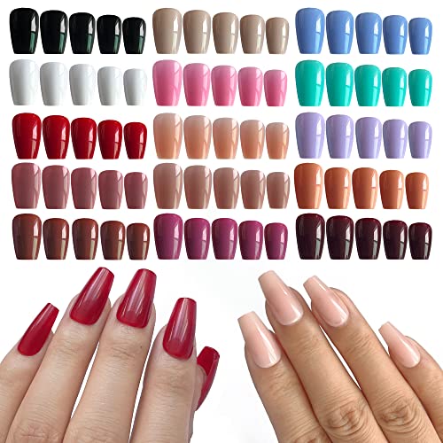 AddFavor 360pcs Pressione as unhas curtas Caixão Falso unhas Falsas capa brilhante Ballerina acrílico Artificial Dicas de unhas