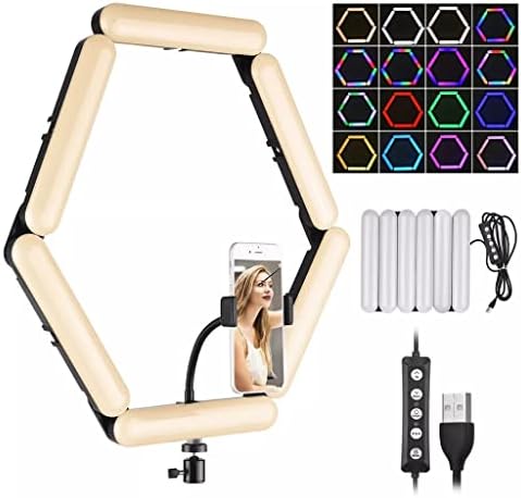 BHVXW Splicing dobrável LED de 6 painéis RGB Video Light 3000K-6500K Petação de fotografia diminuído com suporte de sapato