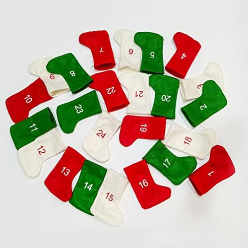 Meias de Natal 24 PCs （Números 1 a 24） meias brancas verdes vermelhas decorações de árvores de Natal Conjunto de festas temas