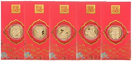 Cabilock 5pcs Comemorativo Titular Coin Ano, Chinês ET: Big Coingift Greeting Envelope Gold Bao Bussiness e Classic Novo Padrão