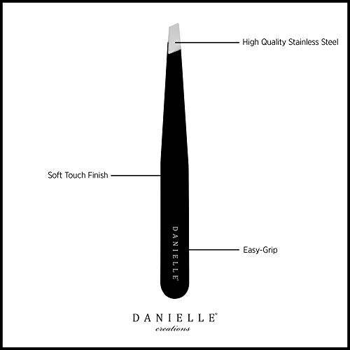 Danielle Enterprises Creations Soft Touch Slant e Point Aço inoxidável Tweezers, preto, 2 contagem