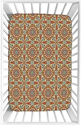 Folha de berço decorativo, Microfibra Arábica Silky Soft Soft Casto de colchão instalado, 28 x 52 x 8 , padrão geométrico