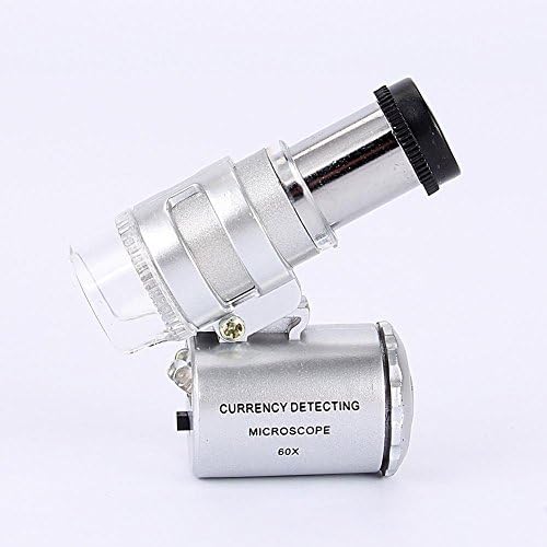 Microscópio de bolso ftvogue 60x Mini jóias Lupa de vidro Loupe de vidro 2 luz UV LED para telefone