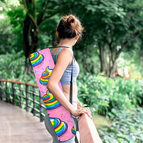 Rainbow cocô padrão de fundo rosa Bolsa de transportador de tapete com alça de ombro Bolsa de ginástica de saco de