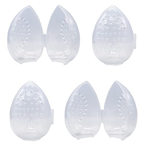 4 Caixa de viagem de esponja de maquiagem respirável, suporte de liquidificador de beleza de plástico protetor, claro